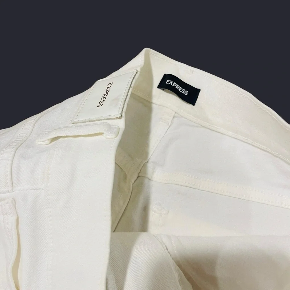 White Cuffed Ankle Straight Leg Creased Middle Jeans 6R - Picture 4 of 6